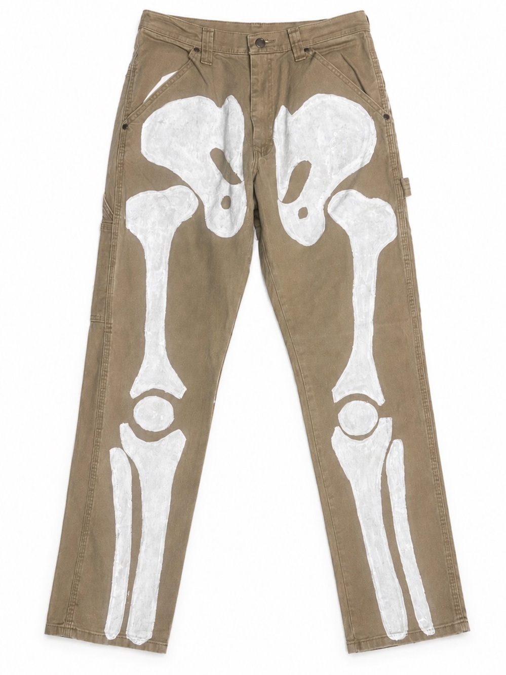 Wrangler Khaki Jeans with White Bone Print